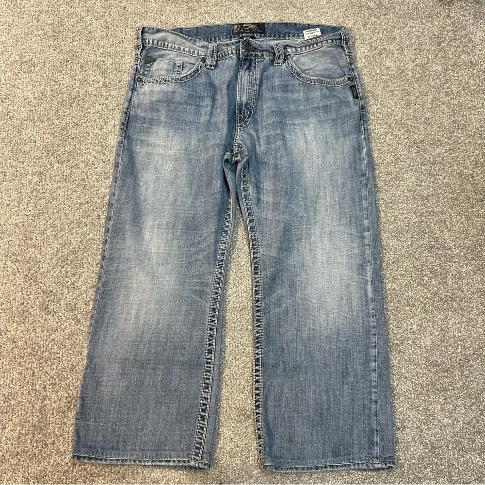 Silver Jeans Men’s 40x27 Zac Light Wash Blue Straight Relaxed Denim